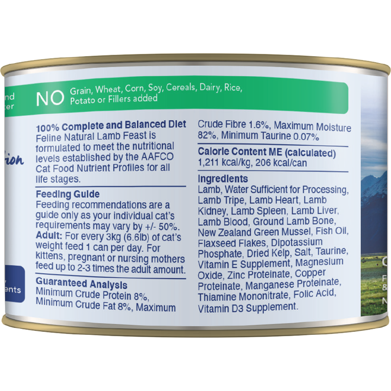 Feline Natural Canned Cat Food, Lamb, 6-oz image number null