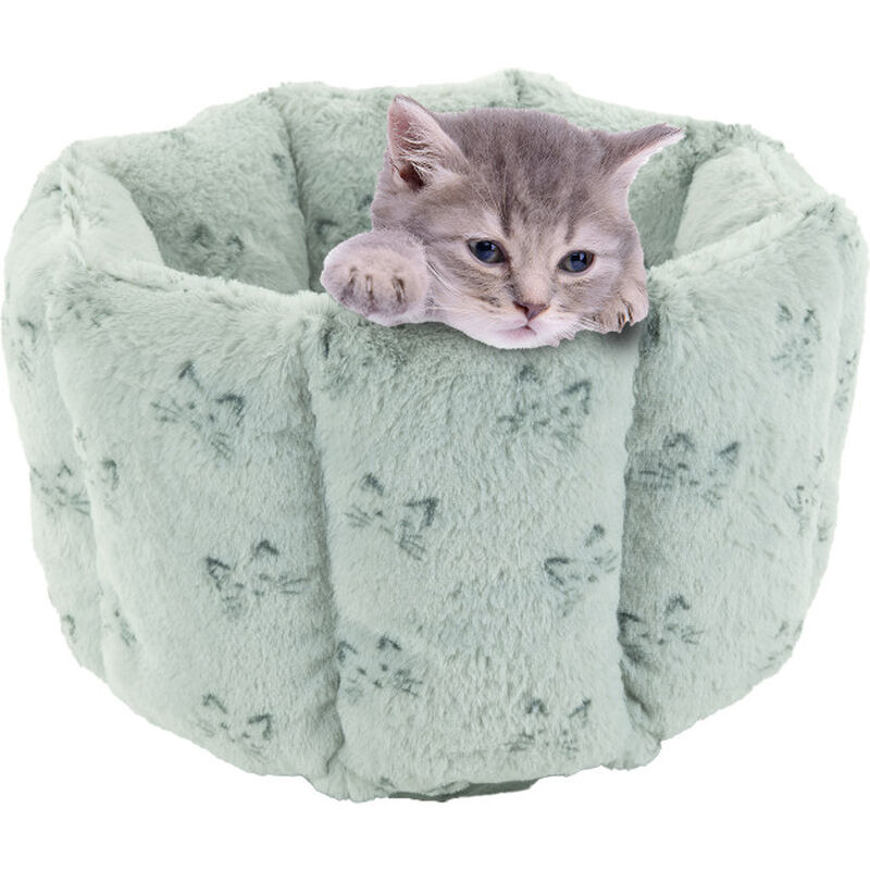 Arlee Pet Products Quilted Round Cat Bed, Silver, 15-in x 15-in x 10-in image number null