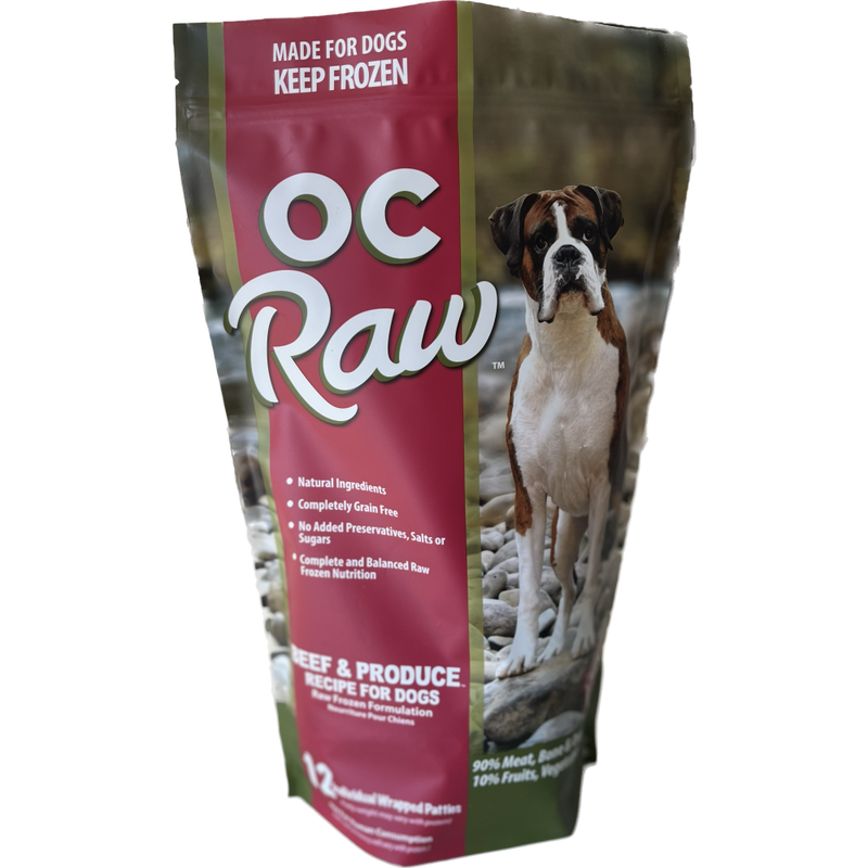 OC Raw Frozen Dog Food, Beef and Produce, 6-lb image number null