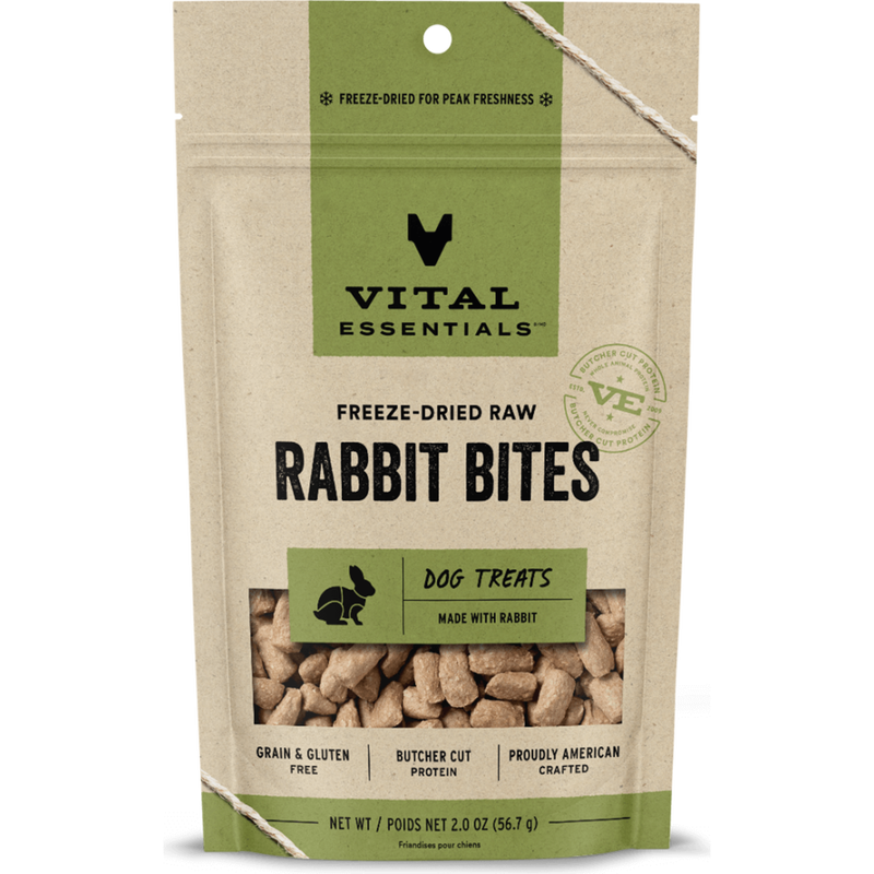 Vital Essentials Raw Freeze-Dried Dog Treats, Rabbit Bites, 2-oz image number null