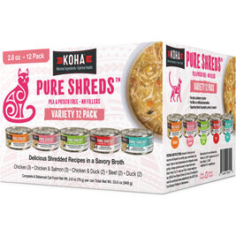 Koha Pure Shreds Canned Cat Food, Variety Pack, 2.8-oz, 12-pack