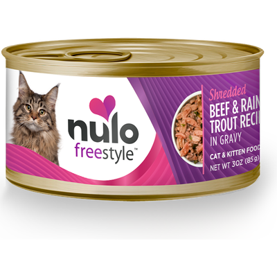 Nulo Freestyle Grain-Free Canned Cat Food, Shredded, Beef & Rainbow Trout