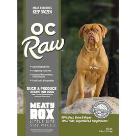 OC Raw Frozen Dog Food, Meaty Rox, Duck and Produce