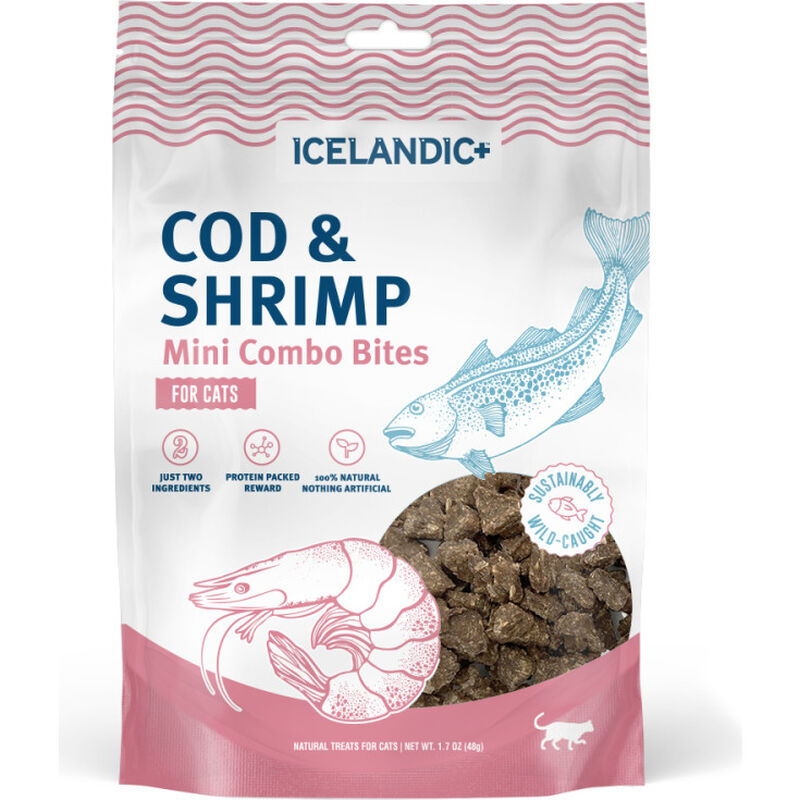 Icelandic Mini Combo Bites Cat Treats, Cod & Shrimp, 1.7-oz image number null
