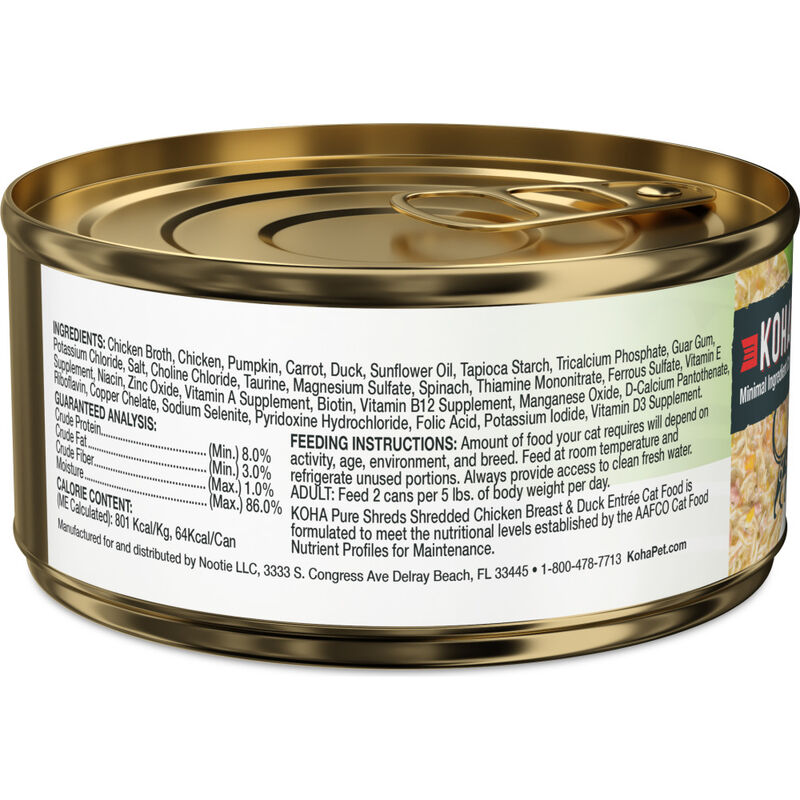 Koha Pure Shreds Canned Cat Food, Chicken & Duck image number null