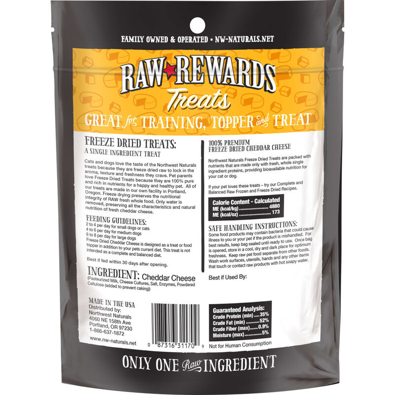 Northwest Naturals Raw Rewards Freeze-Dried Dog & Cat Treats, Cheddar Cheese, 6-oz image number null