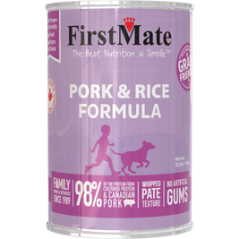 FirstMate Grain Friendly Canned Dog Food, Pork & Rice