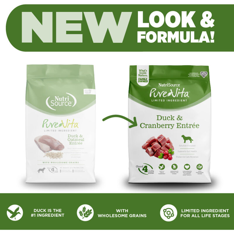 PureVita Limited Ingredient Grain Inclusive Dry Dog Food, Duck & Cranberry image number null