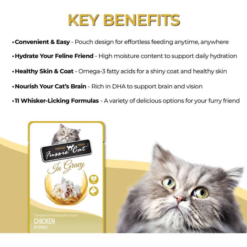 Fussie Cat Premium Wet Cat Food, In Gravy, Chicken, 2.47-oz image number null
