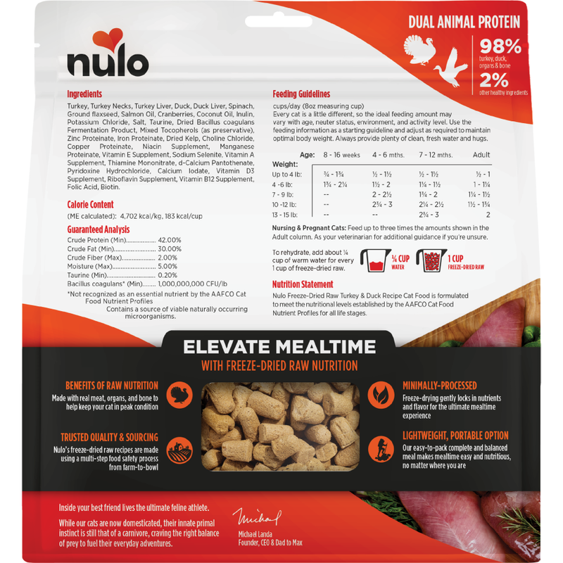 Nulo Grain-Free Freeze-Dried Raw Cat Food, Turkey & Duck image number null