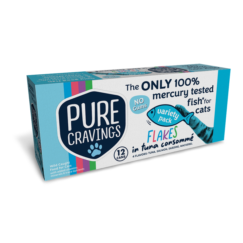 Pure Cravings Flakes in Tuna Consomme Canned Cat Food, Variety Pack, 3-oz, 12-pack image number null