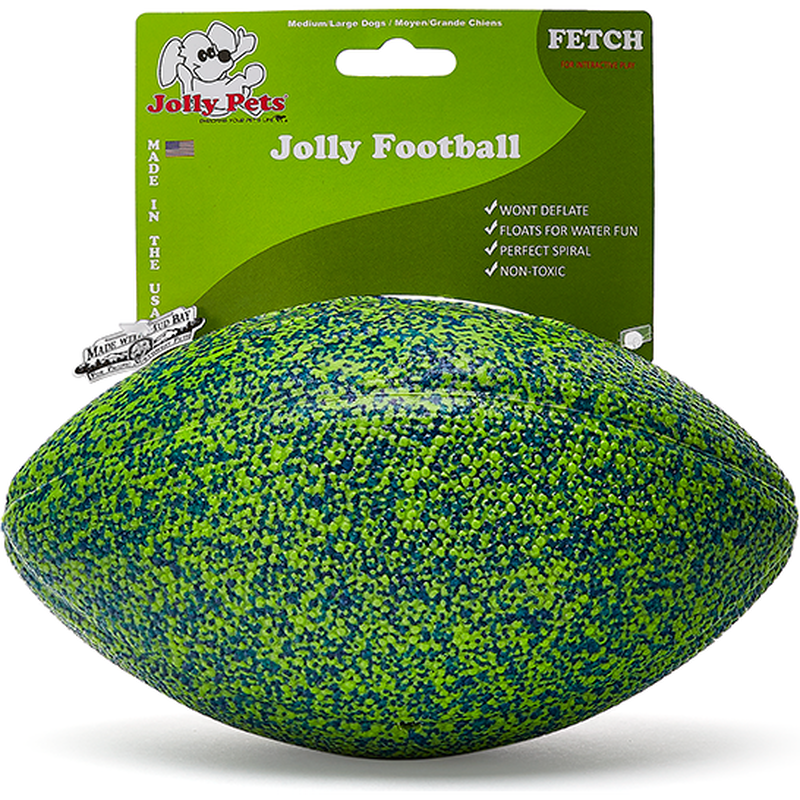 Mud Bay Football Dog Toy, Green & Blue, 8-in image number null