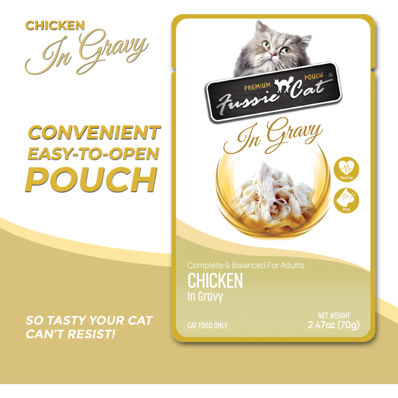 Fussie Cat Premium Wet Cat Food, In Gravy, Chicken, 2.47-oz image number null