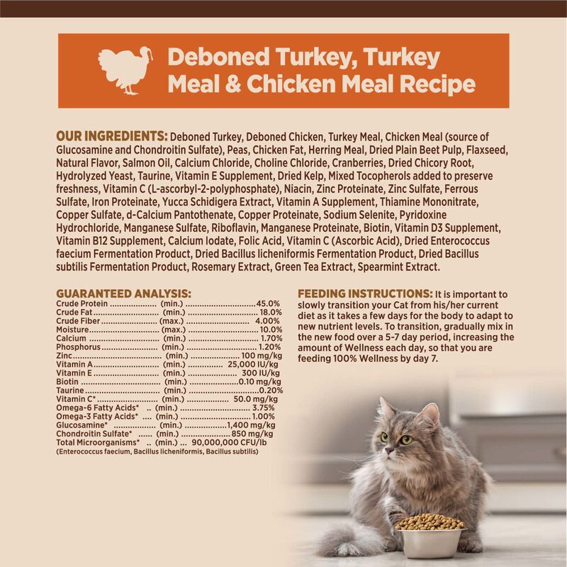 Wellness CORE Grain-Free Dry Cat Food, Original Turkey & Chicken, 5-lb image number null