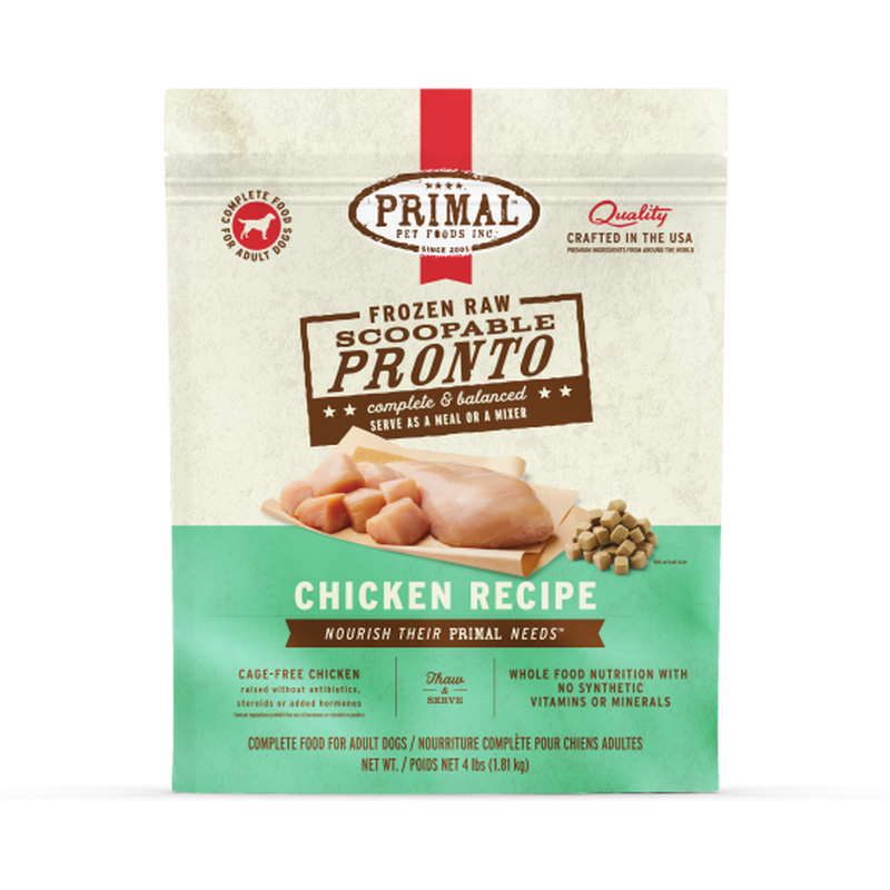 Primal Pronto Raw Frozen Dog Food, Chicken, 4-lb image number null