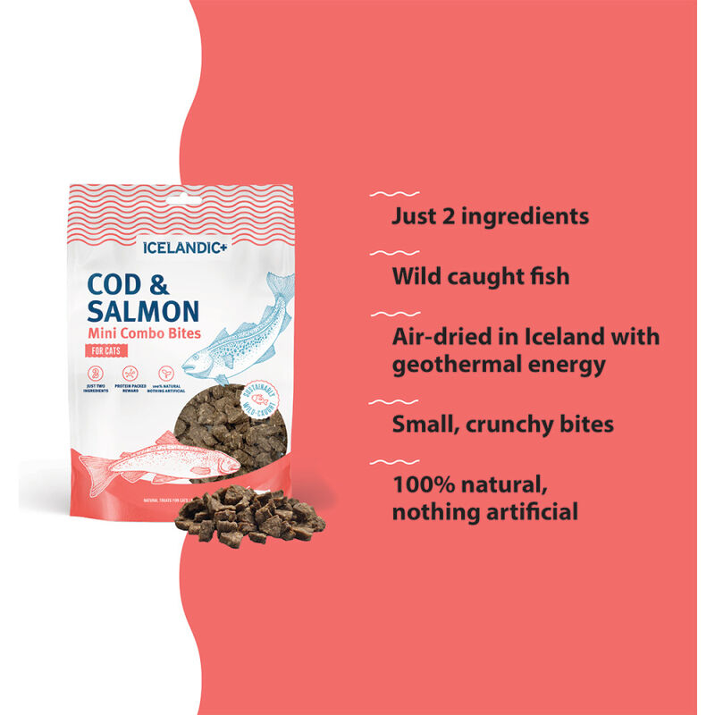 Icelandic Mini Combo Bites Cat Treats, Cod & Salmon, 1.7-oz image number null