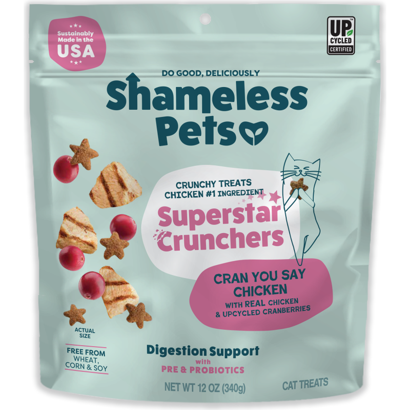 Shameless Pets Cran You Say Crunchy Cat Treats, Chicken & Catnip, 12-oz image number null
