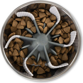 Messy Mutts Slow Feeder Bowl Insert with Suction, Cool Grey, 7.5-in x 2-in