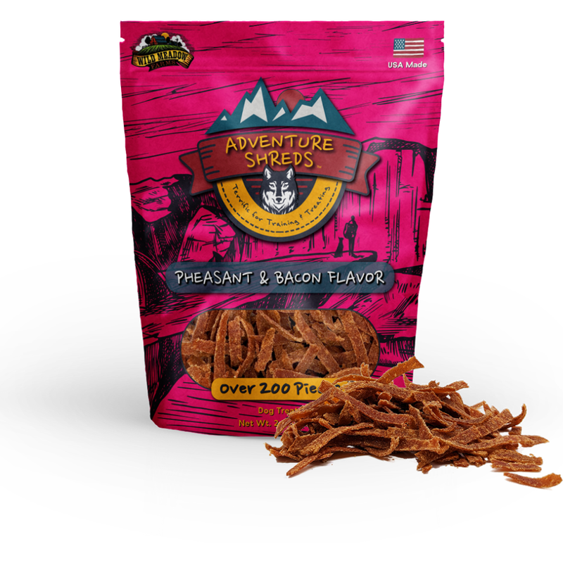 Wild Meadow Farms Adventure Shreds Dog Treats, Pheasant & Bacon, 2.5-oz image number null