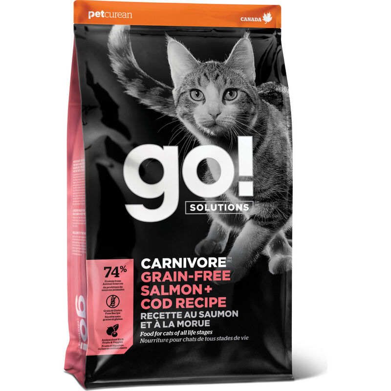 Go! Solutions Carnivore Grain-Free Dry Cat Food, Salmon & Cod, 3-lb image number null