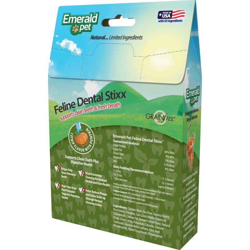 Emerald Pet Dental Stixx Cat Treats, Catnip & Pumpkin, 3.6-oz image number null