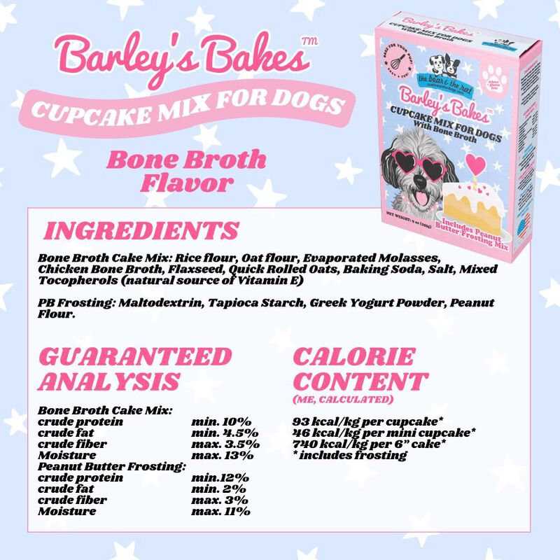 The Bear & The Rat Barley's Bakes Dog Cupcake Mix, Bone Broth, 9-oz image number null