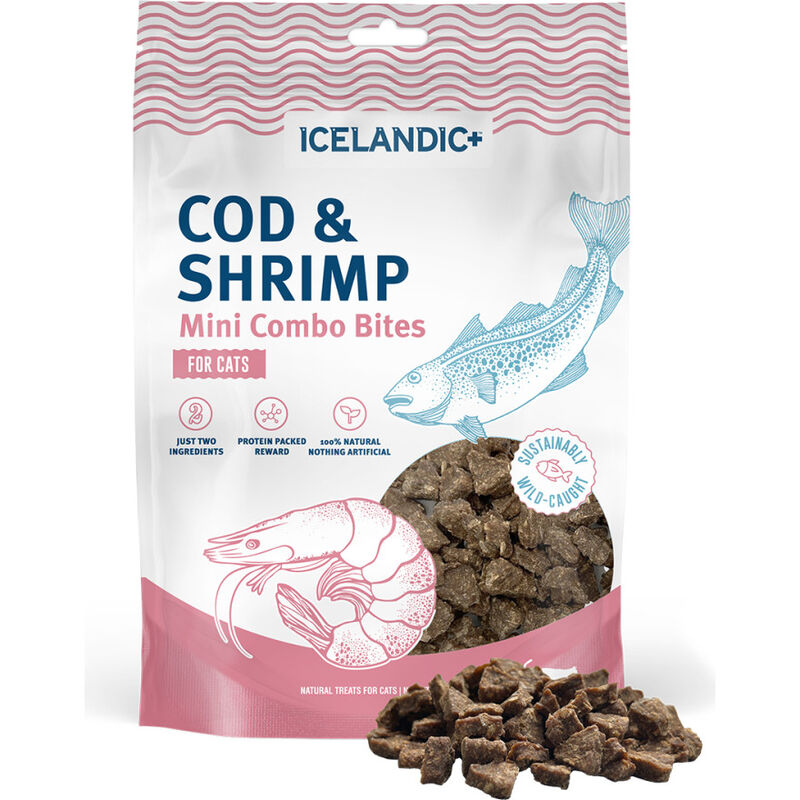 Icelandic Mini Combo Bites Cat Treats, Cod & Shrimp, 1.7-oz image number null