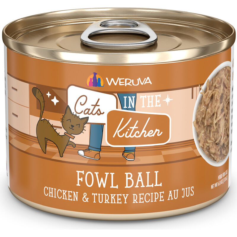 Cats in the Kitchen Originals Canned Cat Food, Fowl Ball, Chicken & Turkey, 6-oz image number null