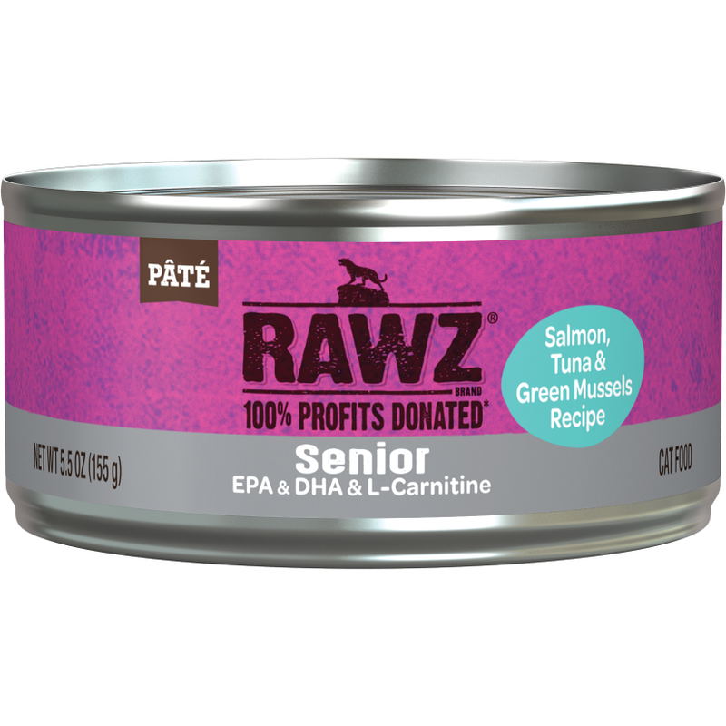 Rawz Senior Pate Canned Cat Food, Salmon Tuna & NZ Green Mussels, 5.5-oz image number null